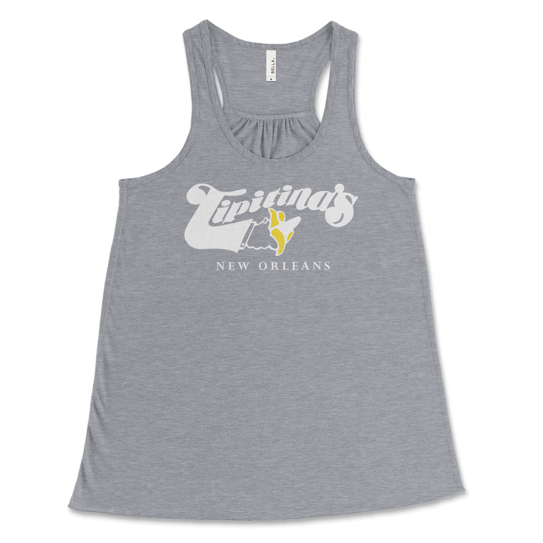 Women's Flowy Racerback Tank Top - Grey with White Logo