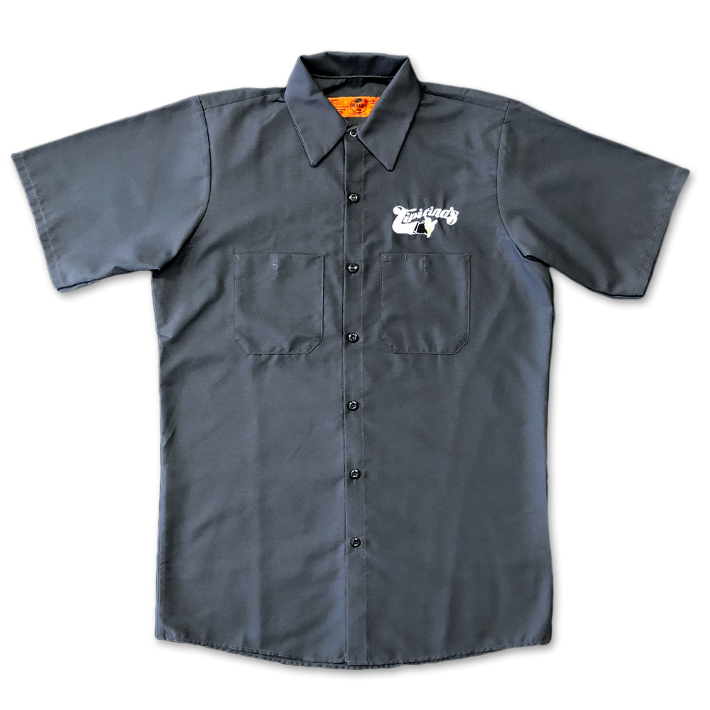 Tipitina's Work Shirt - Burgundy and Light blue