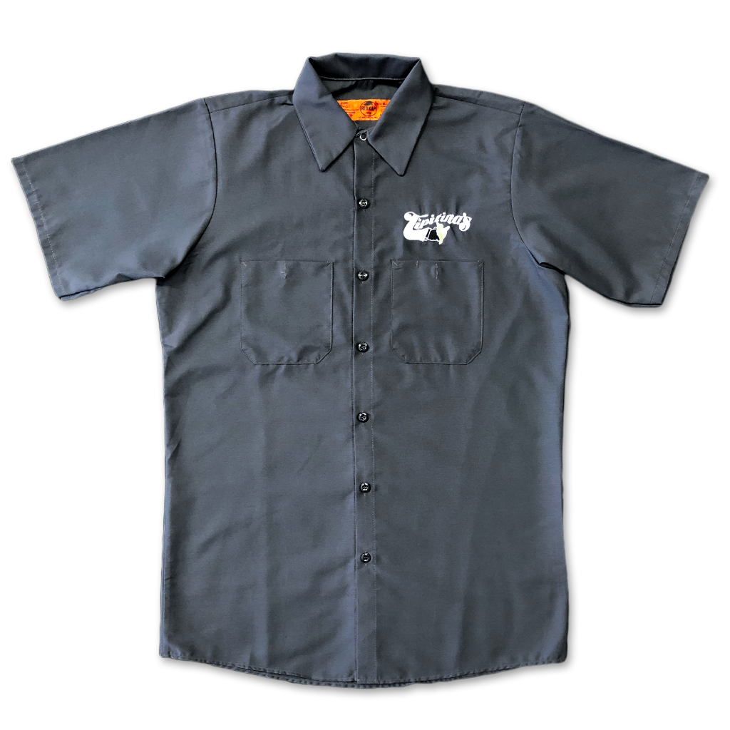 Tipitina's Work Shirt - Burgundy and Light blue