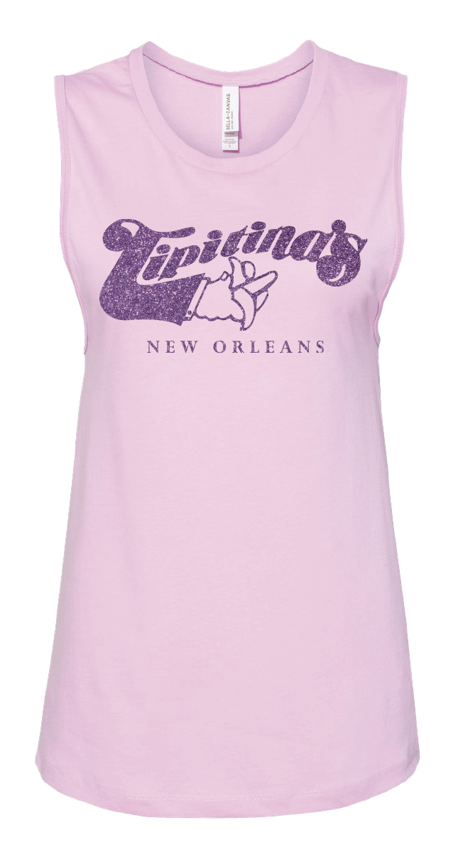 Glitter Logo Lilac Tank Top