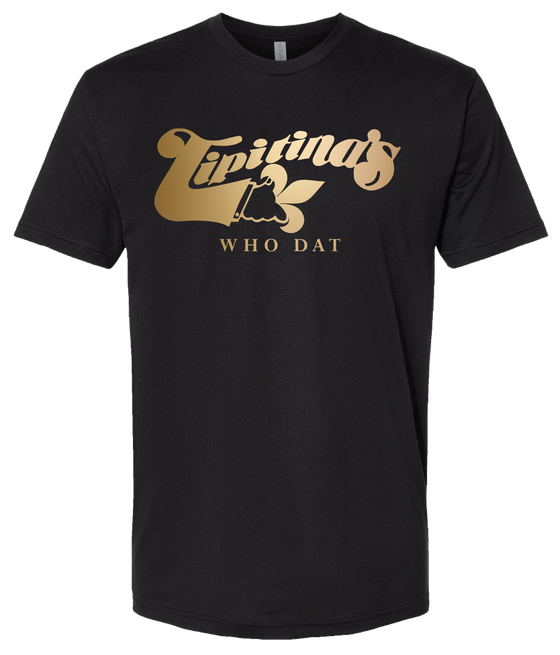 Unisex Black & Gold WHO DAT Tipitina's Logo Tee